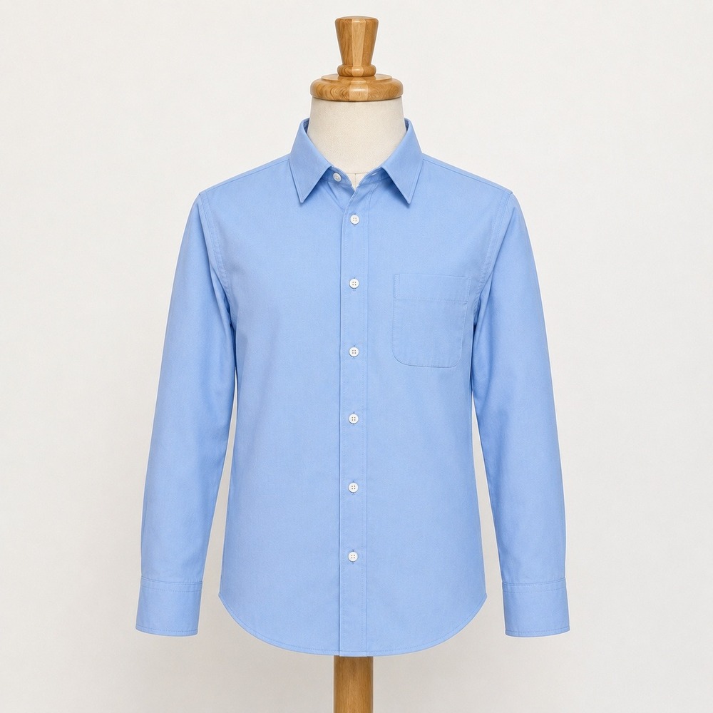 Nordstrom Boys Size 16 Blue Cotton Dress Shirt Smartcare Wrinkle Free